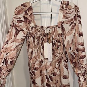 Floral print babydoll sleeve midi dress